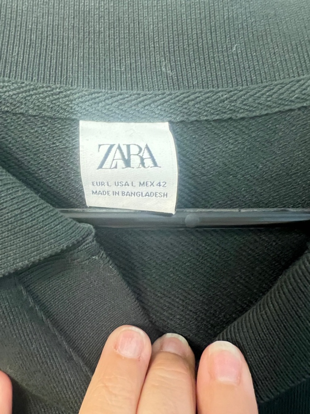 ZARA dark forest green Ribbed-Neck Sweatshirt- not black